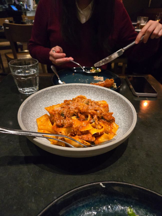 Photo of lamb ragu pasta.